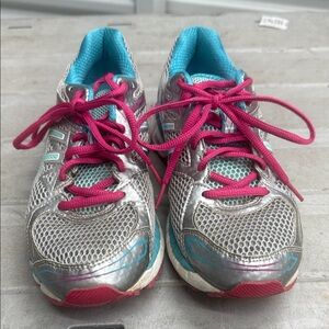 Asics Silver and Pink Running Shoes
